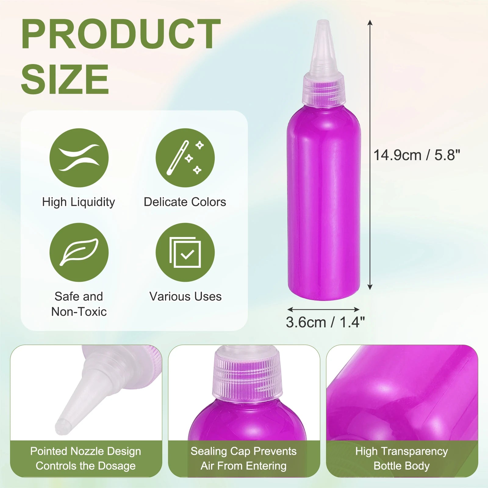 Acrylic Ink 100ml/3.4oz High Flow Fast Drying Professional Colors Acrylic Paint Ink for Painting Canvas Wood Rocks Craft Drawing