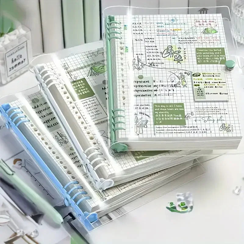 1pc 240 Pages Diary A5 Transparent Soft Cover Loose Leaf Checkered Book School Notebooks Notebook Notepad Writing Pads Office