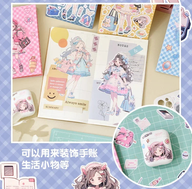 Journamm 20sheets Kawaii Stickers Book DIY Scrapbooking Collage Stationery Decor Junk Journal Cartoon Materials Stickers