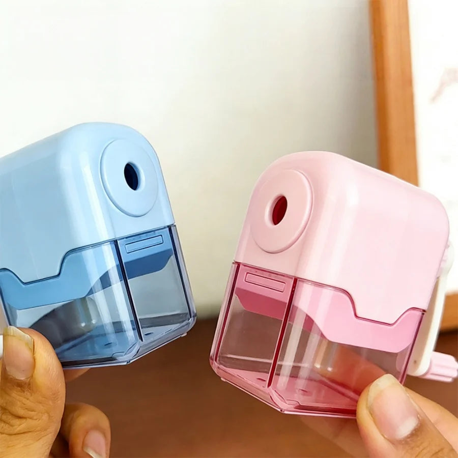 Hand-cranked pencil sharpener for students - automatically feeds the lead and sharpens the pencil. Multi-functional pencil sharp