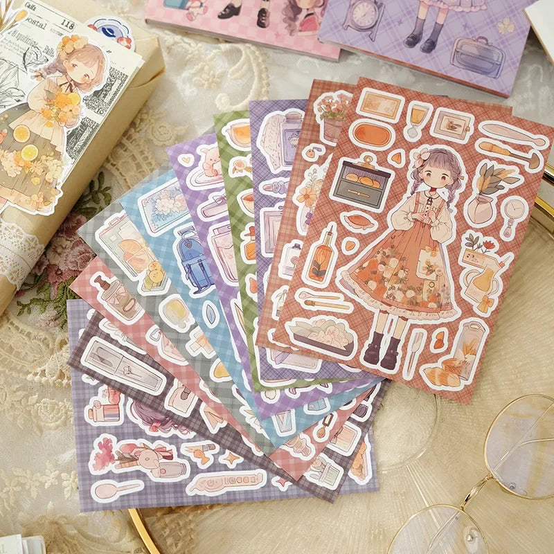 Journamm 20sheets Kawaii Stickers Book DIY Scrapbooking Collage Stationery Decor Junk Journal Cartoon Materials Stickers