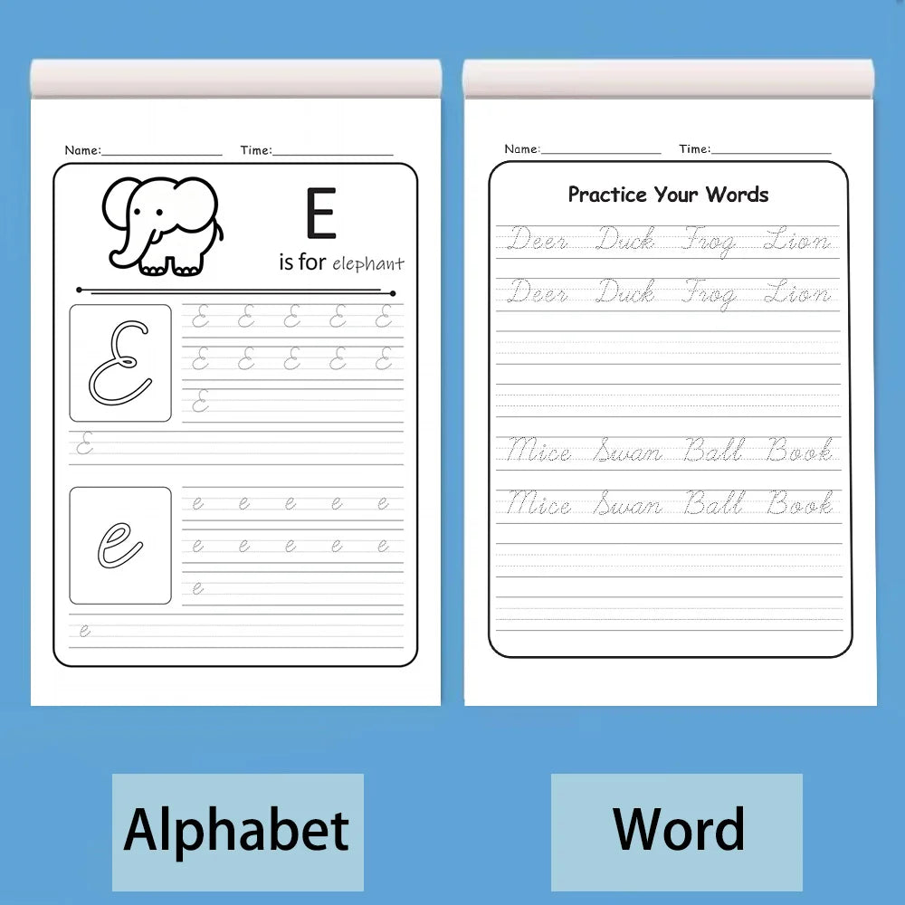 2 Books Cursive Calligraphy Handwriting Practice Copybook, The Content Includes Letters and Words, Sentence Practice Books