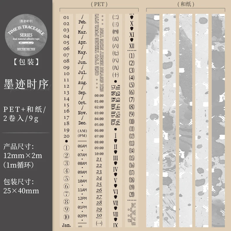 Journal GO 1.2x200cm Time Can Be Traced Tape Weekly Date Plan Tape Timeline Masking Tapes Planning Tape Scrapbooking Sticker