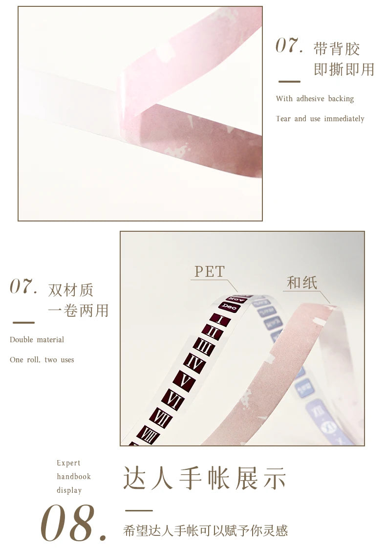 Journal GO 1.2x200cm Time Can Be Traced Tape Weekly Date Plan Tape Timeline Masking Tapes Planning Tape Scrapbooking Sticker