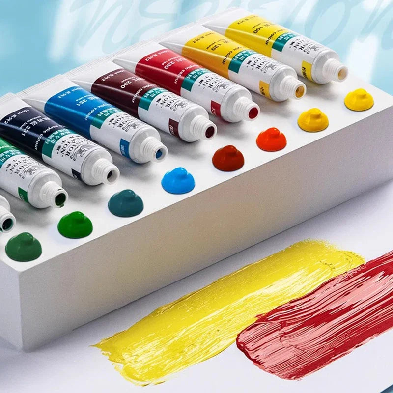 WINSOR&NEWTON Acrylic Paint Set 12/36 Colors Craft Paint for Fabric/Clothing/Nail/Canvas/Rock Painting Drawing Set Art Supplies