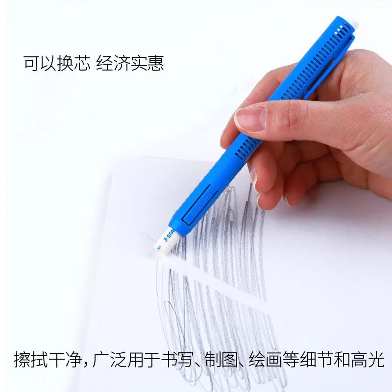 STAEDTLER Mars Plastic Eraser Pen with Refillable Holder,Smudge-Free & Tear-Free Precision, Retractable Design with Clip, Blue