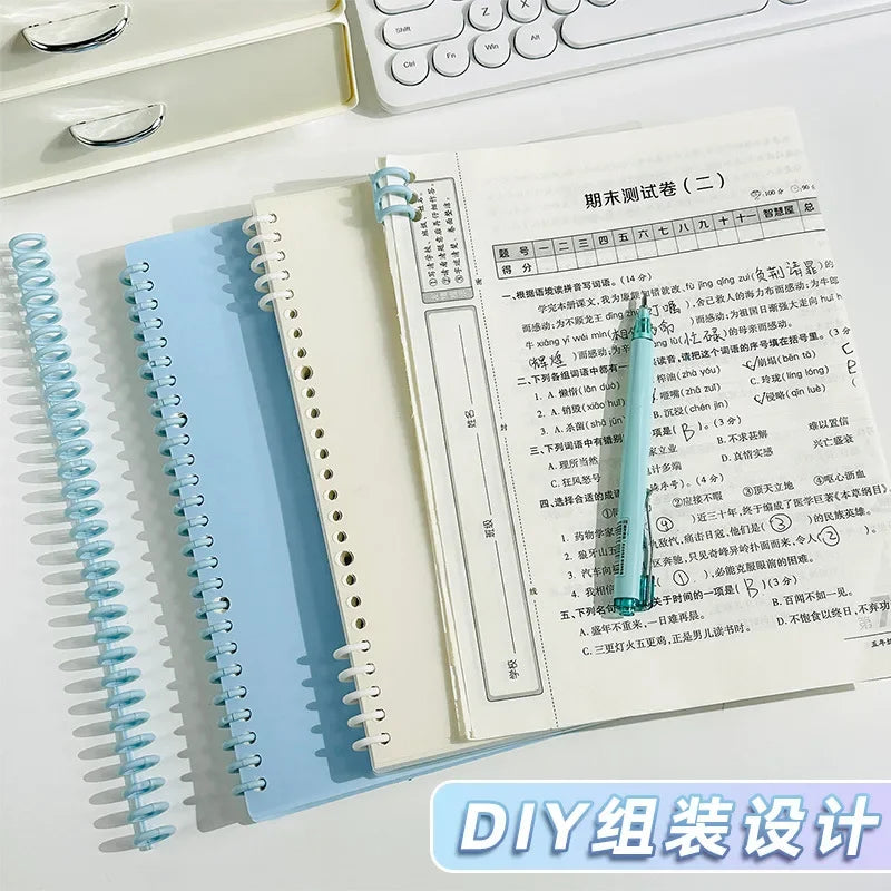 Macaron Loose Leaf Notebook 60 Sheets Detachable Coil Binder A4/A5/B5 Replaceable Journal for School