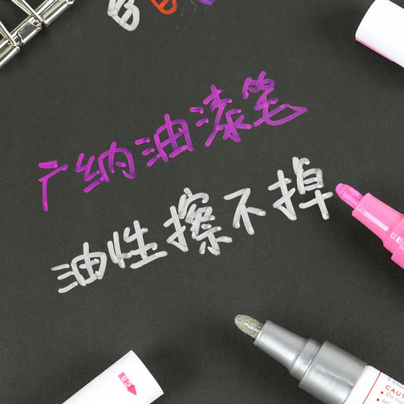 GN 6/12 Pcs Paint Pen Metal Paint Pen Waterproof Colorful Oil-based Markers Industrial Marking Painting Graffiti Paint Oil Pen
