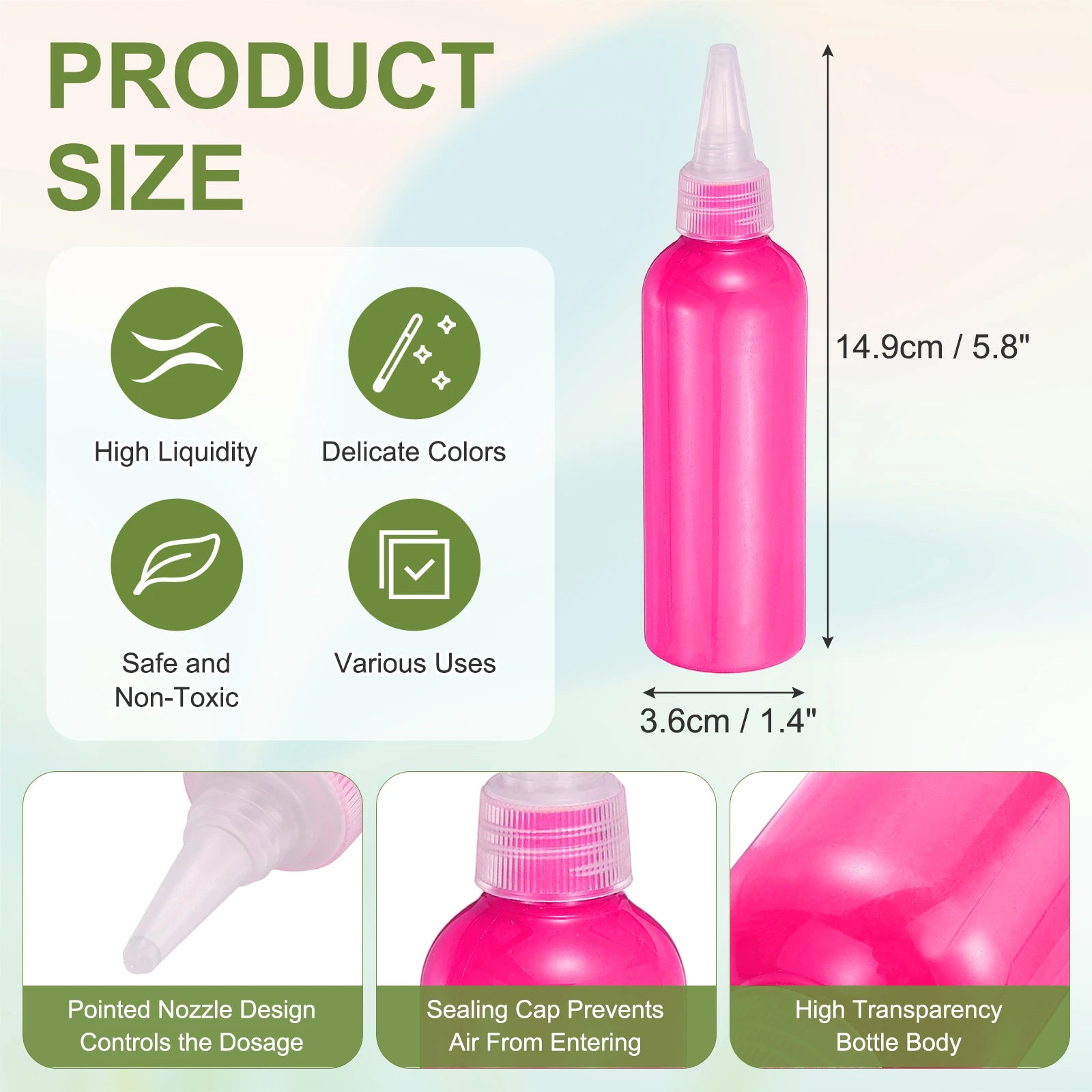 Acrylic Ink 100ml/3.4oz High Flow Fast Drying Professional Colors Acrylic Paint Ink for Painting Canvas Wood Rocks Craft Drawing