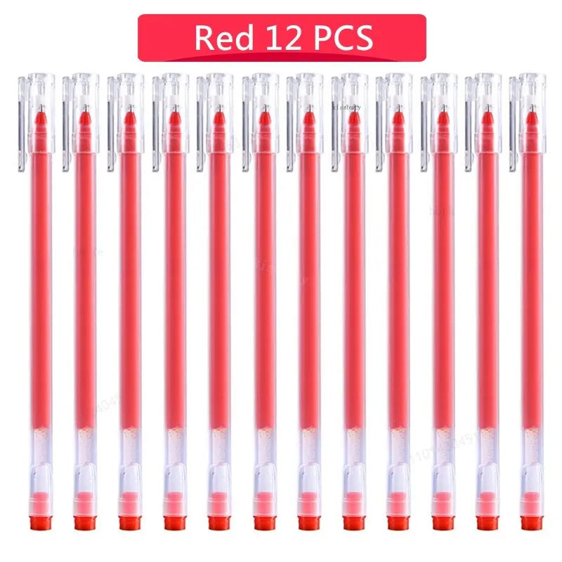 12 PCS Large capacity 0.5mm Gel pens no refill Stationery Smooth writing Fast dry ballpoint pen for school&office Supplies