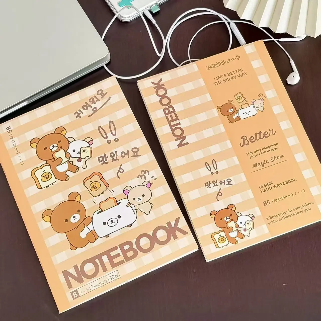Kawaii Rilakkuma Bear Lined Notebook Cute Aesthetic Diary Planner Student School Writing Stationery Gift For Girls