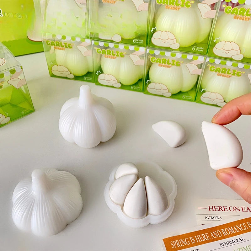 Lovely Garlic Rubber Eraser - Funny Creative Eraser, Writing Drawing Erasers, Office Supplies, Student Stationery, Gifts for Kid