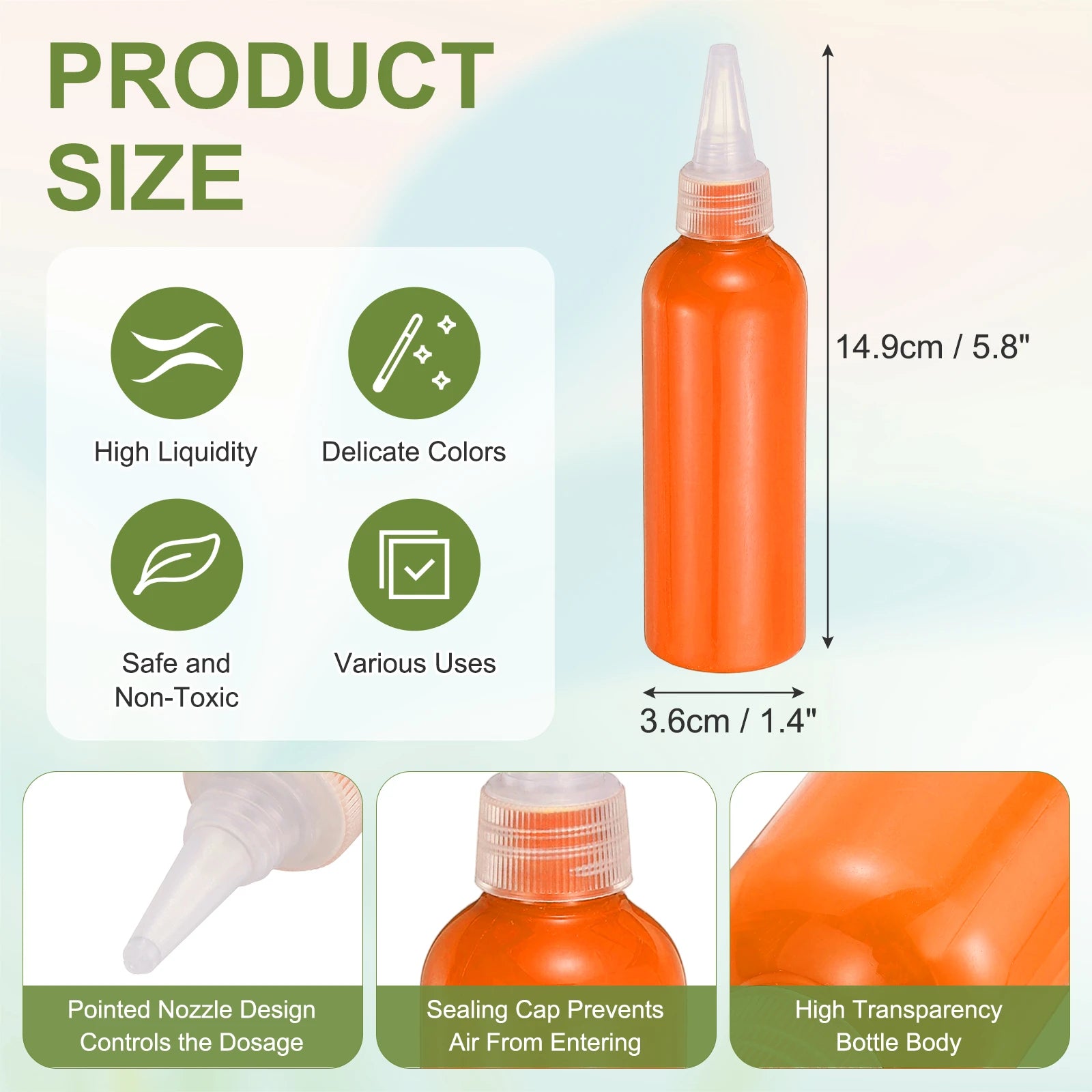 Acrylic Ink 100ml/3.4oz High Flow Fast Drying Professional Colors Acrylic Paint Ink for Painting Canvas Wood Rocks Craft Drawing