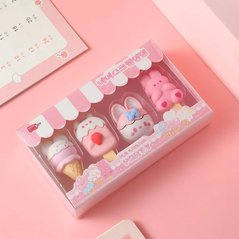 New Cartoon Dessert Box Eraser Simulation Ice Cream Eraser for Elementary School Students To Write and Draw Special Eraser Gift