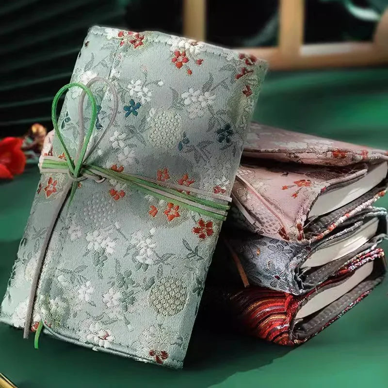 Beautiful Notebook for Girls Cloth Cover Retro Chinese Style Loose-leaf Diary Portable Scrapbook Binder Notepad Gift