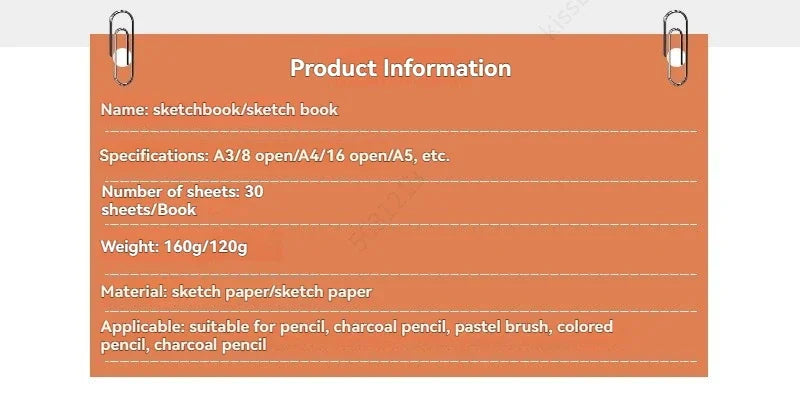 30-Sheets ,Sketch Book Top Spiral Bound Sketch Pad Acid Free Art Sketchbook Artistic Drawing Painting Writing Paper For A4/A5/A6