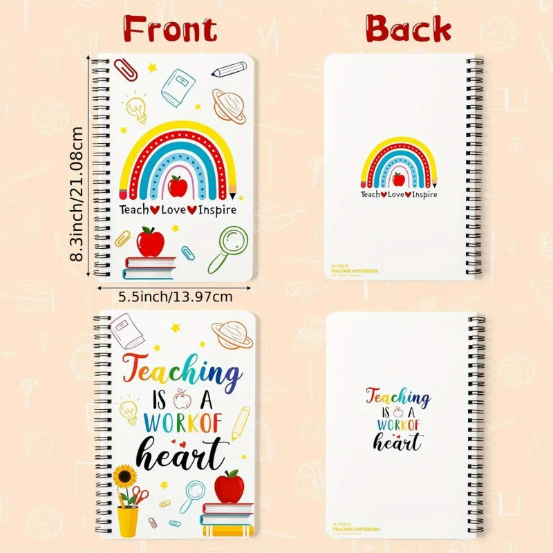 2 Pcs A5 Teacher Spiral Notebooks, Teacher Appreciation Notebooks, Hardcover Journals, Writing Notebooks, School Office Supplies