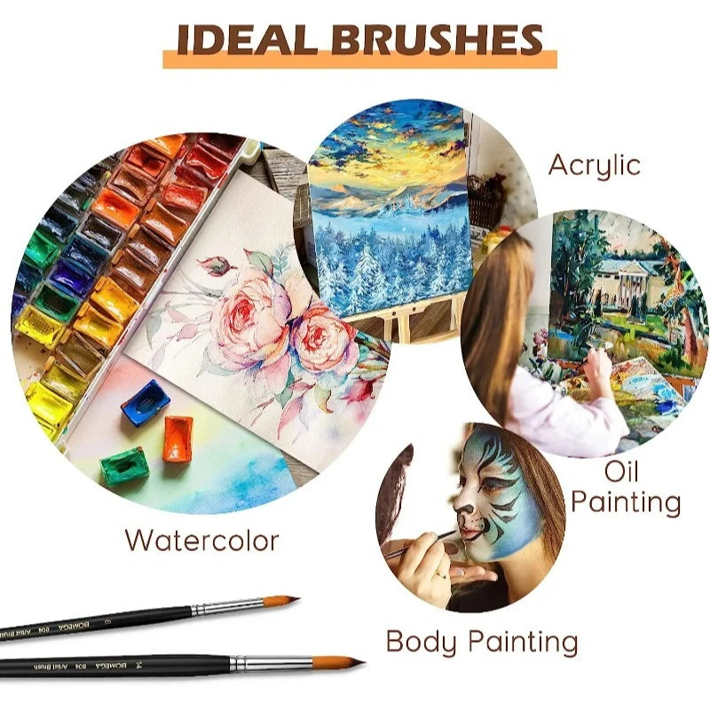 Watercolor Paint Brushes Professional Round Painting Brush 9Pcs/set Paint Brush for Watercolor Oil Acrylic Painting Art Supplies