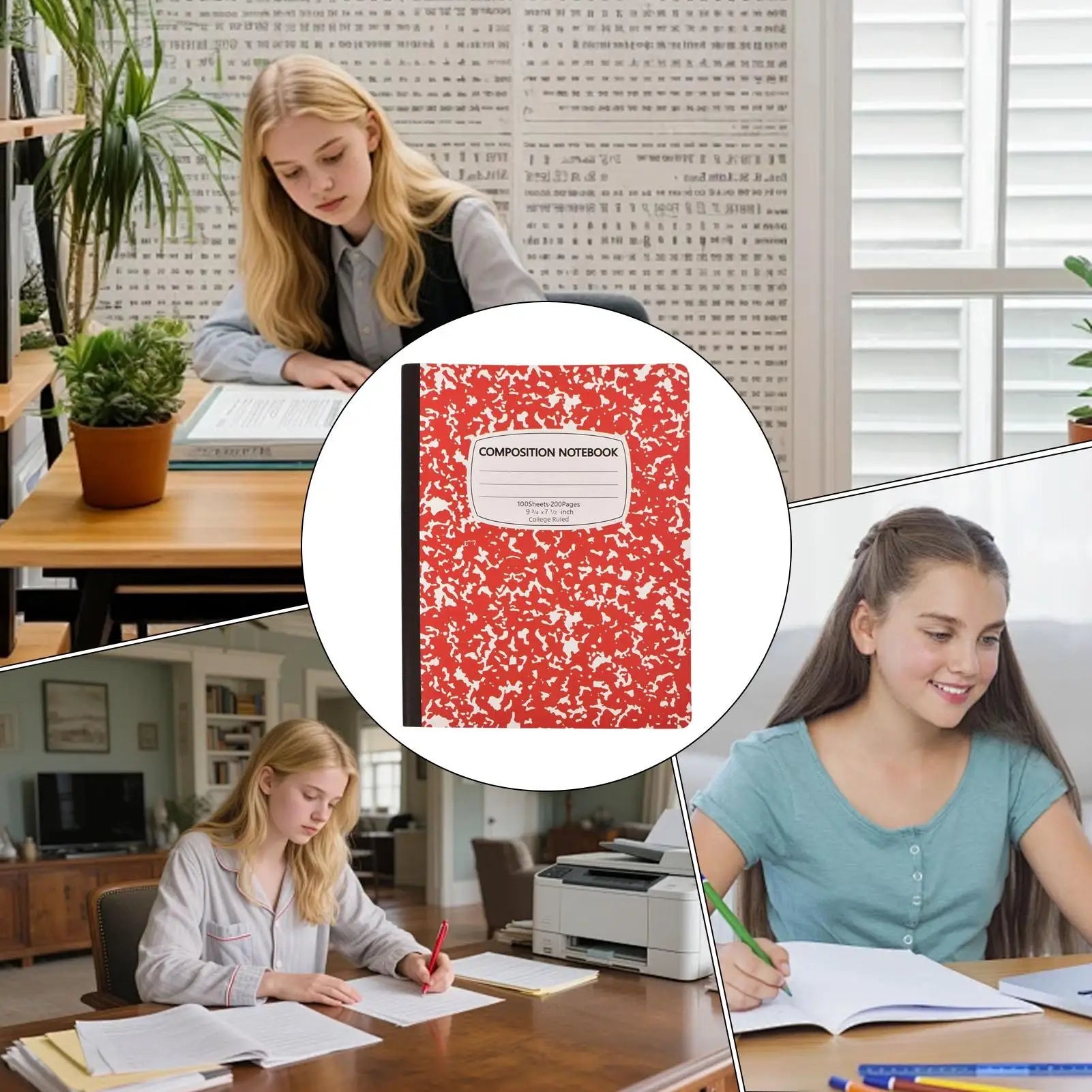 Composition Notebook College Ruled 100 Sheets Abstract Marble Cover Thick Paper 10.2x7.2in Lined Paper Notebook For School