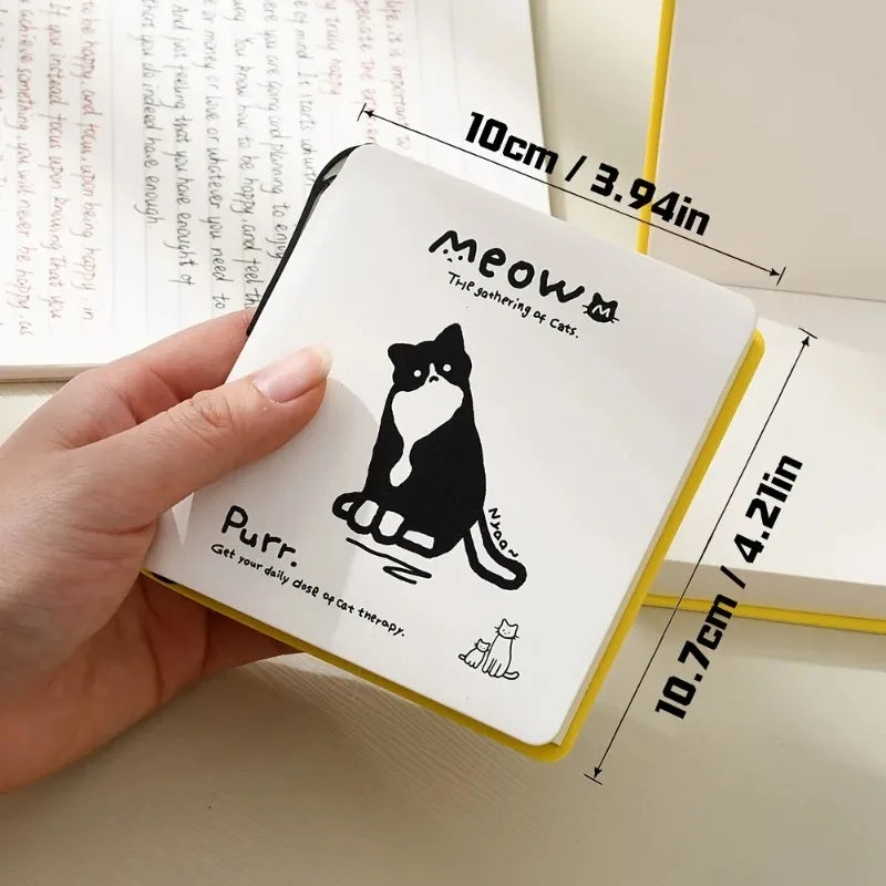 Cartoon Cat Notebook Paper Cover 224 Pages Notebook Print Pen Holder Travel Portable Office School Stationery Daily Memo Gift