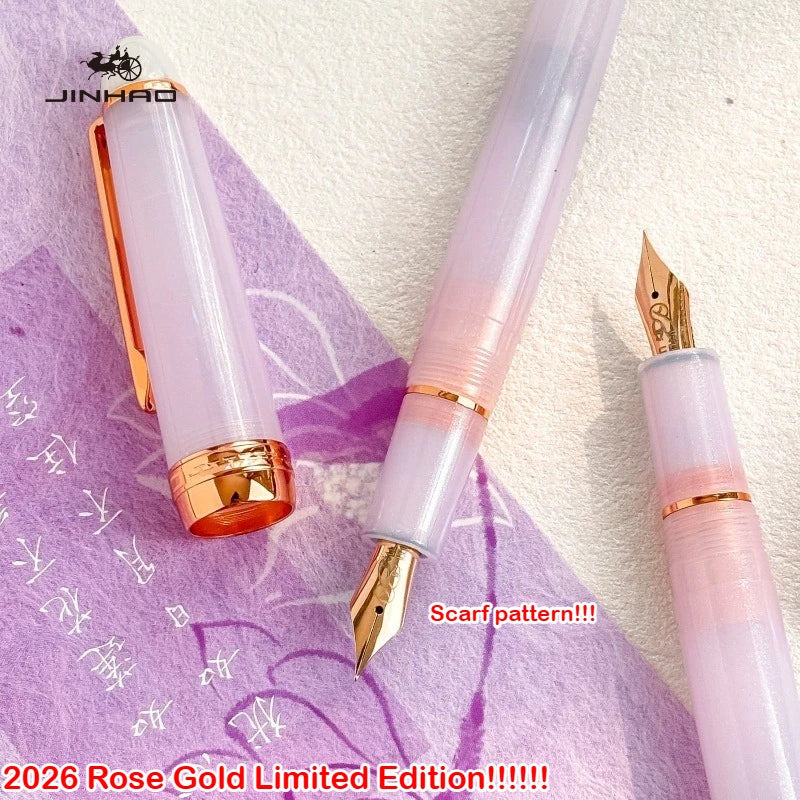 2026 Limited Edition Sakura Pink! JINHAO 82 Plus Fountain Pen Rose Clip Rose Scarf Pattern Nib School Office Supplies Stationery