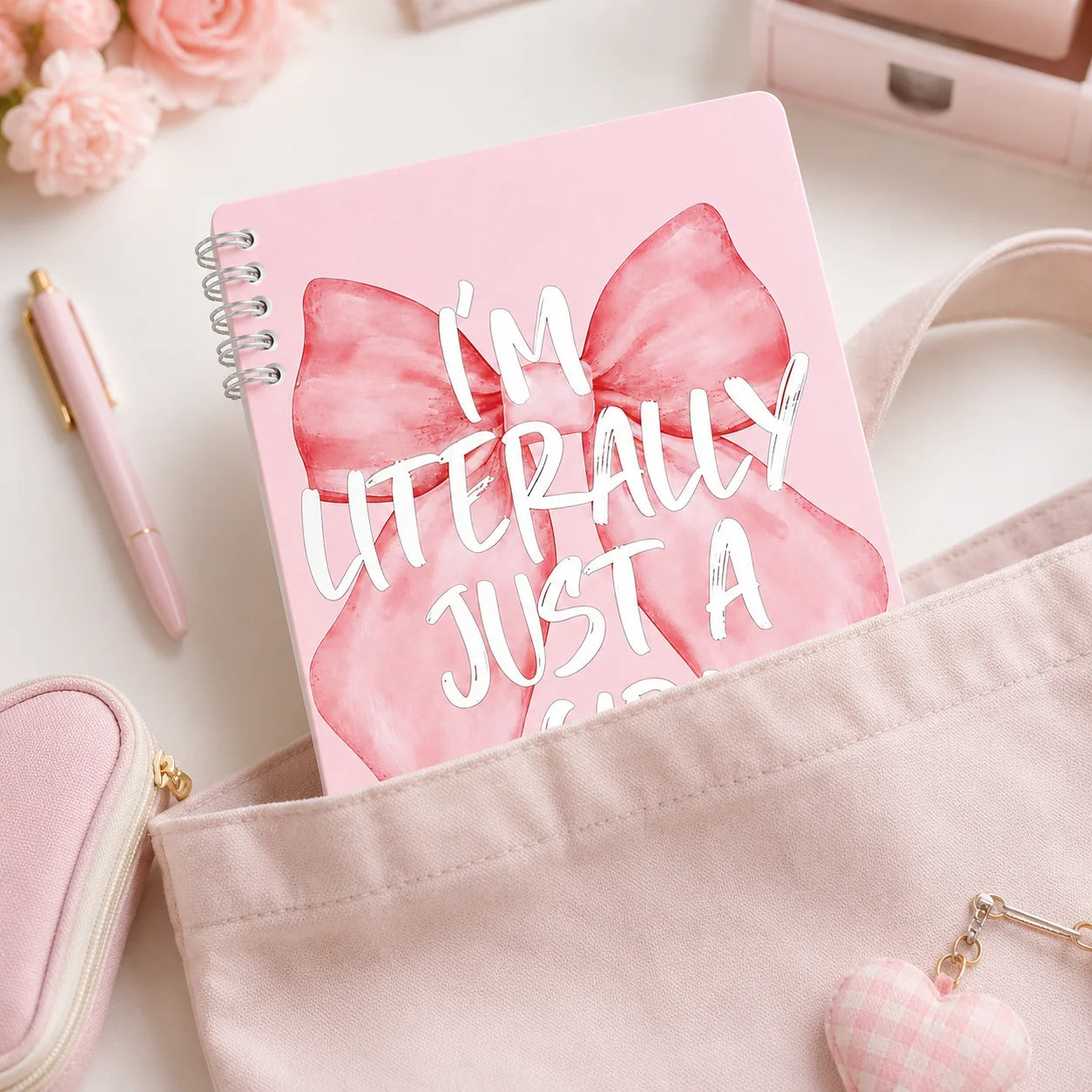 Spiral Notebook Pink Bow Design Notebook 120 Pages Refillable Lined Journal for Girls School Office Writing Stationery Gift