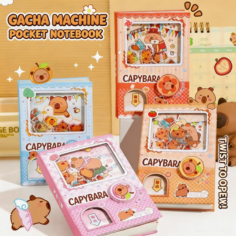 Cute Capybara School Notebook, Kawaii Cartoon Writing Journal with Interactive Gashapon Cover, Back to School Supplies for Kids
