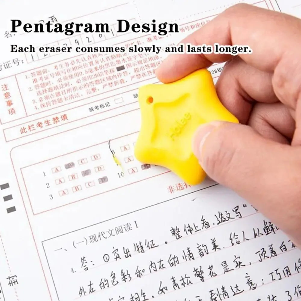 New Cute Star Erasers Set Anti Lost Lanyard School Stationery Durable Office Supplies Efficient Pencil Sketch Correction Rubber