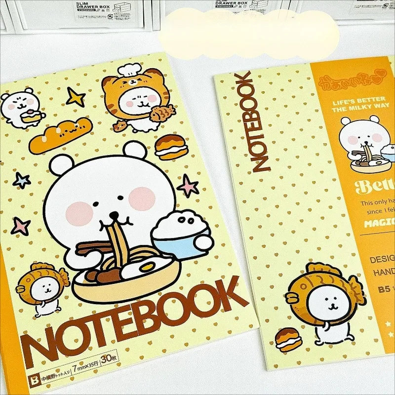 Joke Bear Notebook Cartoon Pattern Diary Book for Students Durable Handwriting Notebook with Horizontal Lines for Note-Taking