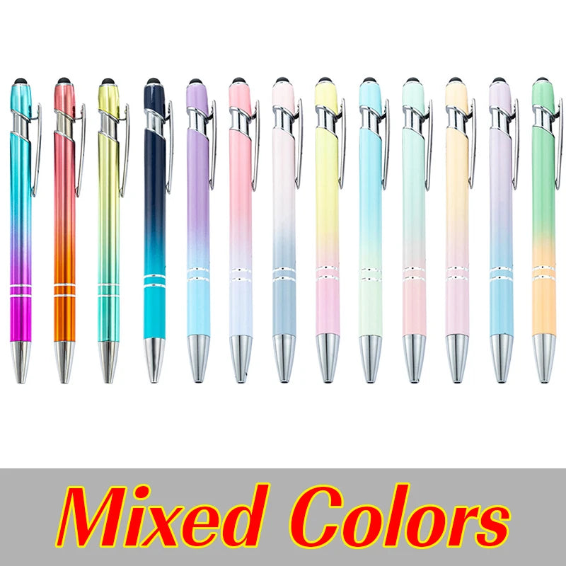 10-200Pcs Gradient Metal Ballpoint Pens Custom Logo Touch Screen Pen Office School Advertising Pen Name Text Laser Engraving