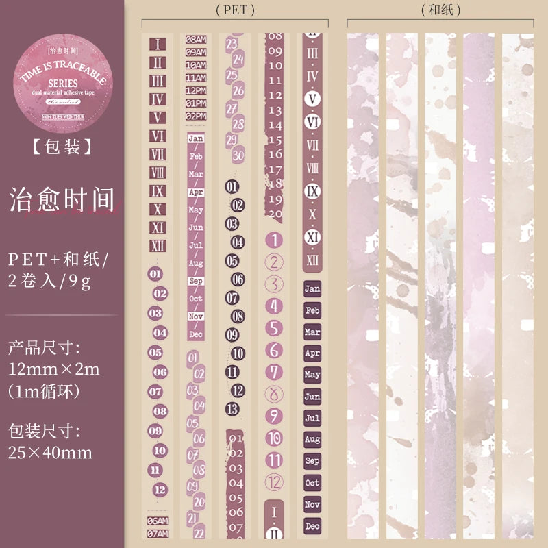 Journal GO 1.2x200cm Time Can Be Traced Tape Weekly Date Plan Tape Timeline Masking Tapes Planning Tape Scrapbooking Sticker