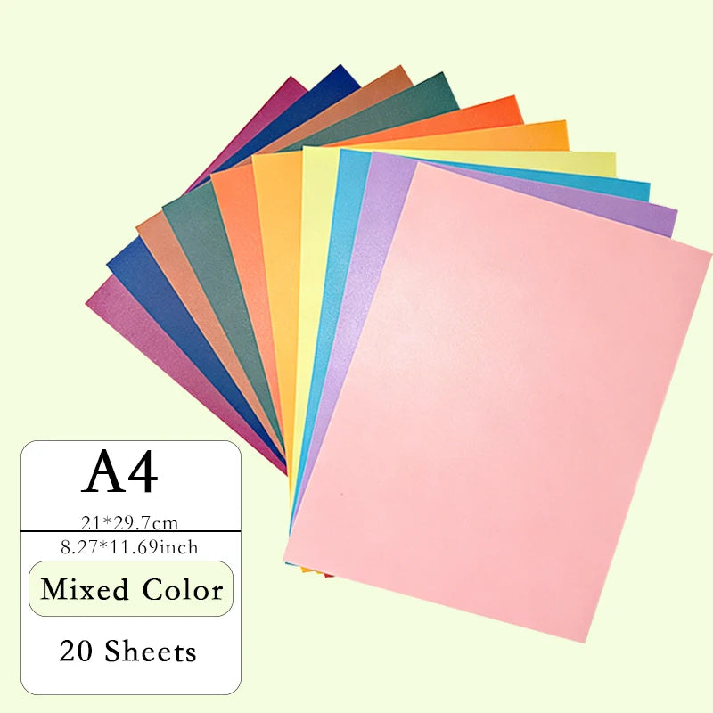 A4  Color Cardstock 20PCS 250G Mixe 10Colors Double-sided Pearl Paper Laser Printing Stock for Card Making Scrapbook & DIY Craft