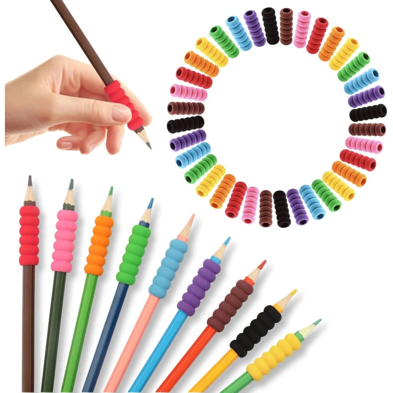 18Pcs Foam Pencil Grips 9 Mixed Colors 2pcs Each Soft Cushioned Writing Holder Ergonomic Comfort Pen Grips for Kids Adults Impro