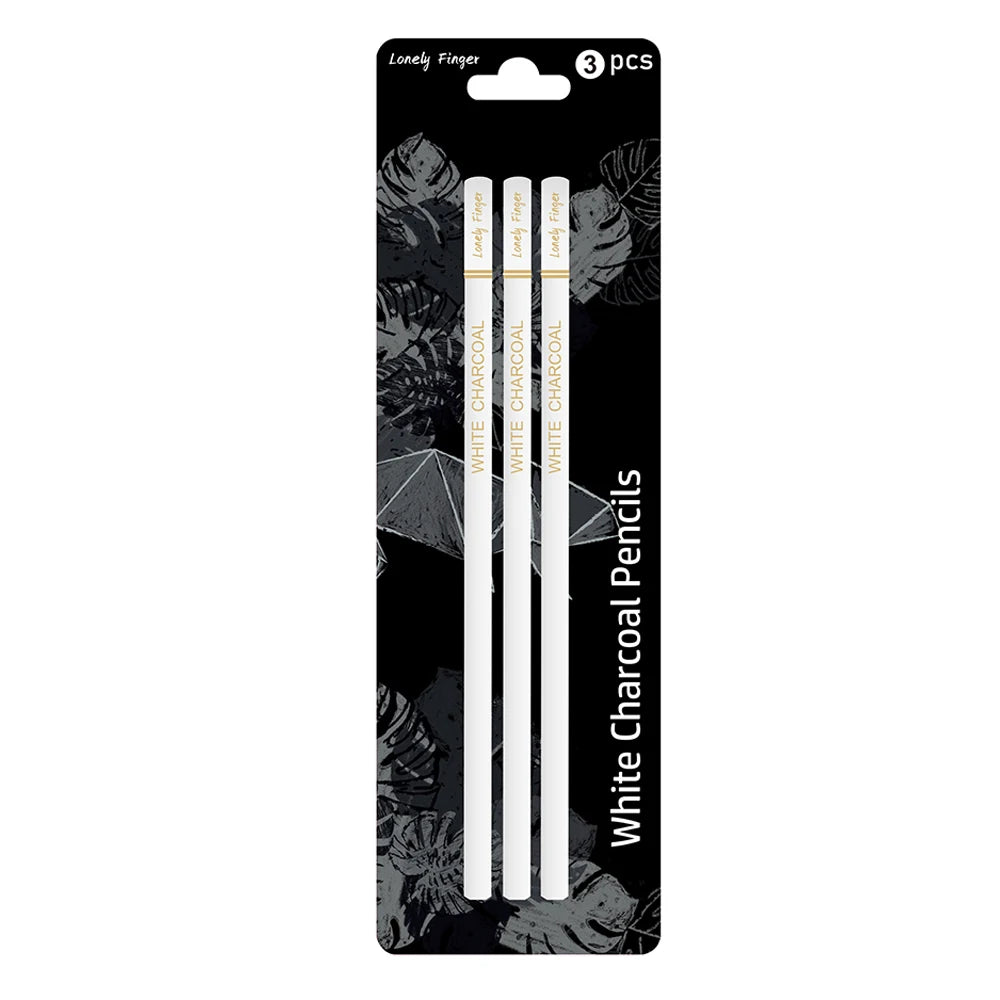 White Charcoal Pencils Set, Sketch Highlight White Pencils for Drawing, Sketching, Shading, Blending, Chalk Pencils for Artists