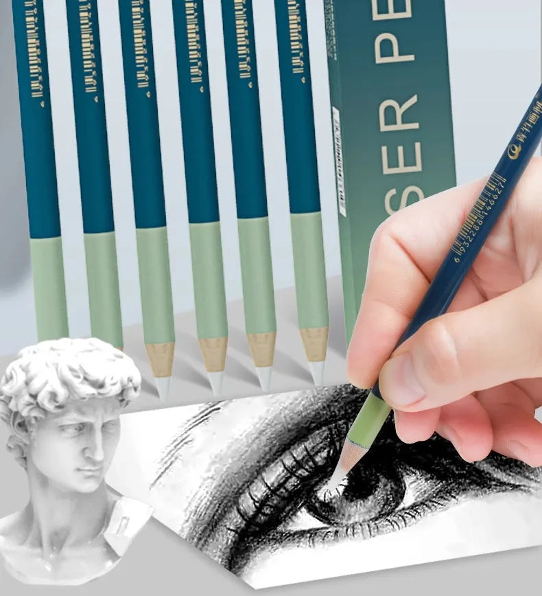 Eraser pencil—allows for precise erasing of sketch details and leaves no marks; suitable for sketching and drawing(1/6pcs)