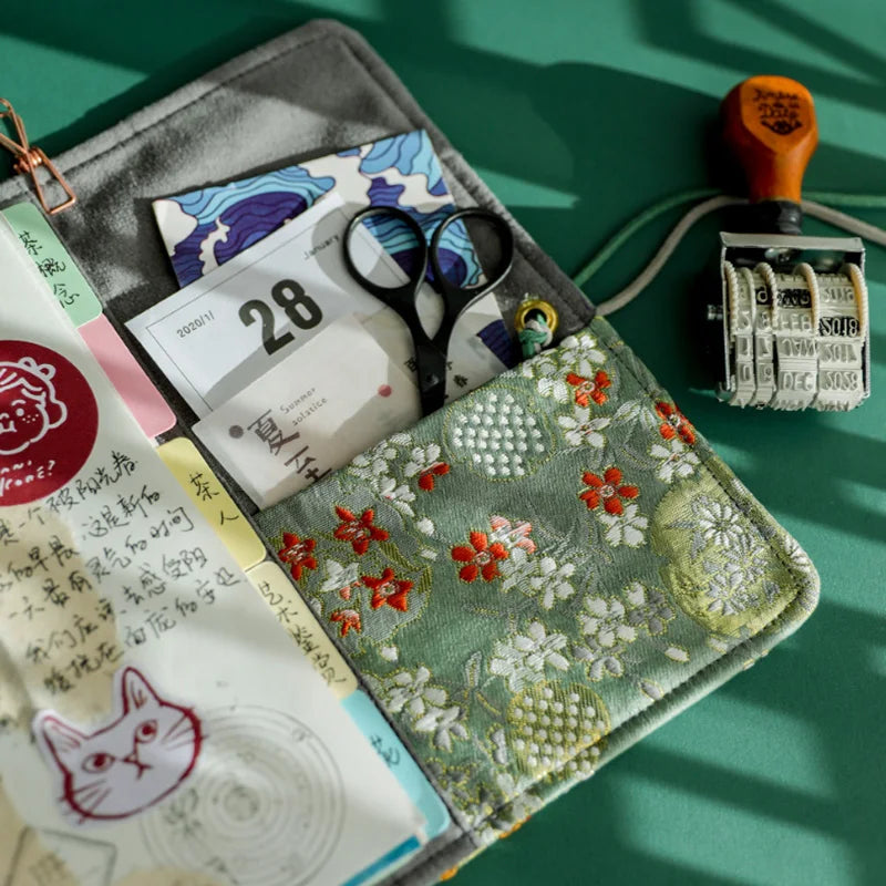 Beautiful Notebook for Girls Cloth Cover Retro Chinese Style Loose-leaf Diary Portable Scrapbook Binder Notepad Gift