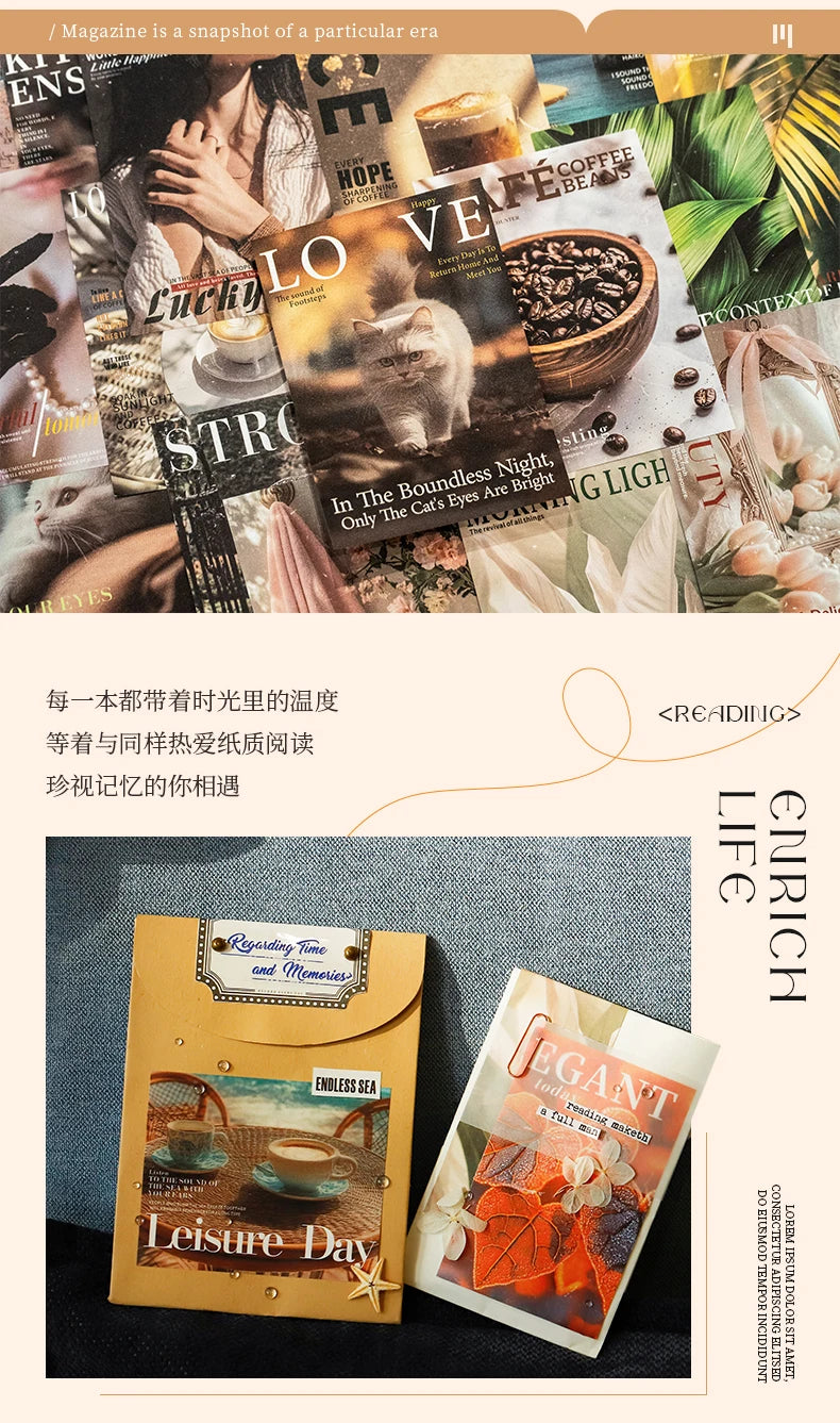 Journal GO 30sheets Magazine Collection Material Book for Scrapbooking Collage Junk Journal Magazine Gallery Material Paper