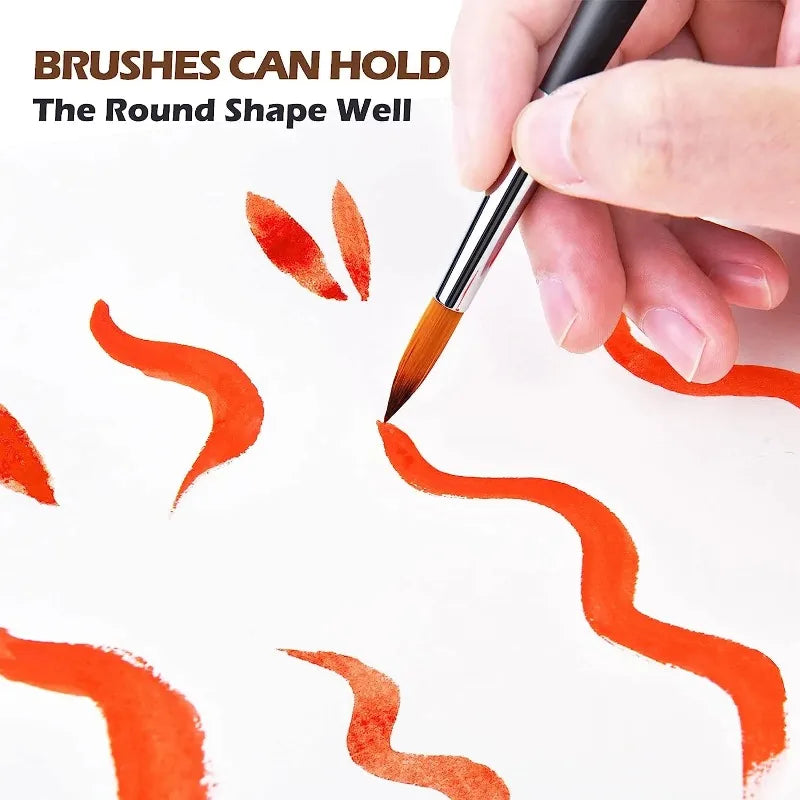 Watercolor Paint Brushes Professional Round Painting Brush 9Pcs/set Paint Brush for Watercolor Oil Acrylic Painting Art Supplies