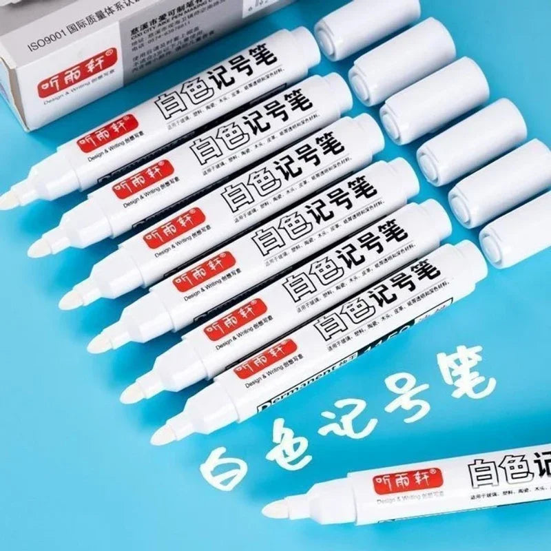 Haile For Metal White Oily Markers Waterproof Permanent Plastic Gel Pen Writing Drawing DIY Graffiti Stationery Notebook