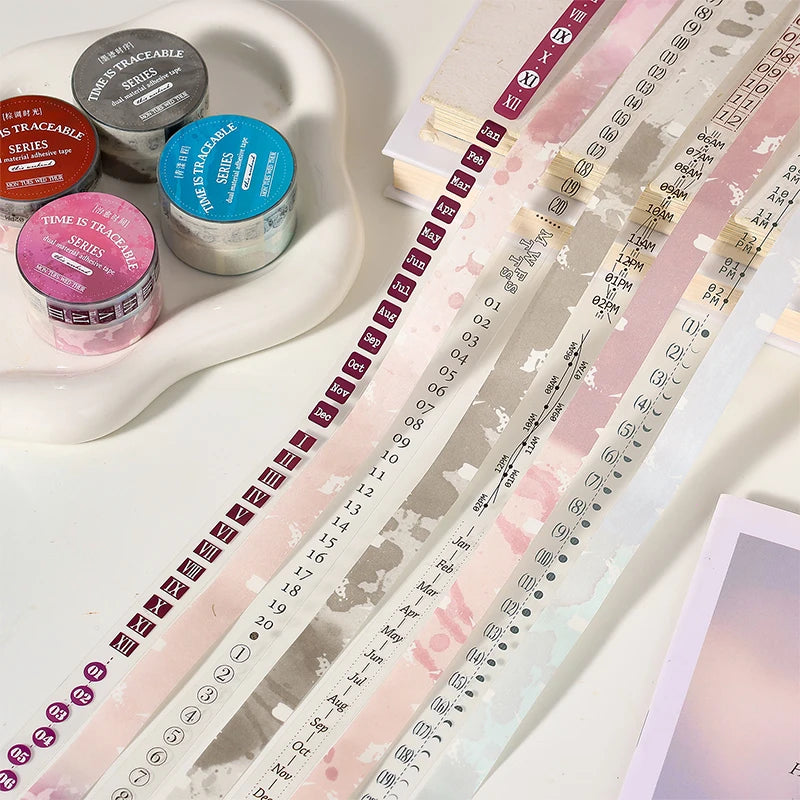 Journal GO 1.2x200cm Time Can Be Traced Tape Weekly Date Plan Tape Timeline Masking Tapes Planning Tape Scrapbooking Sticker