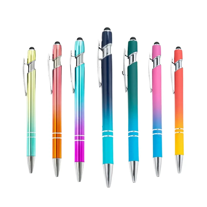 10-200Pcs Gradient Metal Ballpoint Pens Custom Logo Touch Screen Pen Office School Advertising Pen Name Text Laser Engraving