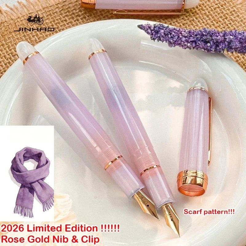 2026 Limited Edition Sakura Pink! JINHAO 82 Plus Fountain Pen Rose Clip Rose Scarf Pattern Nib School Office Supplies Stationery