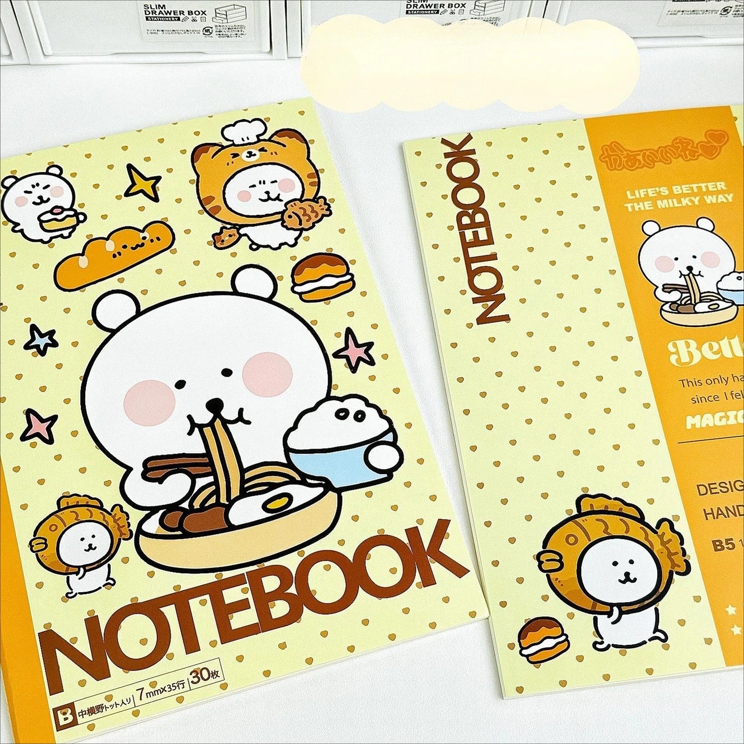Joke Bear Notebook Cartoon Pattern Diary Book for Students Durable Handwriting Notebook with Horizontal Lines for Note-Taking