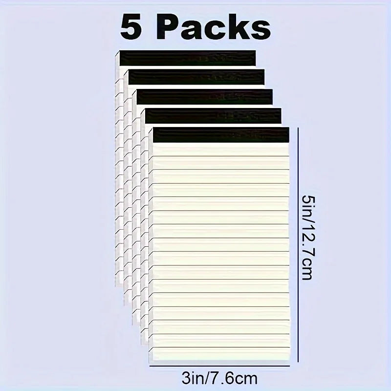 5-Pack Grid Writing Notebooks Set, 3x5 Inch, 30 Sheets Each - Perfect for Students, Office, Back to School Supplies for Learning