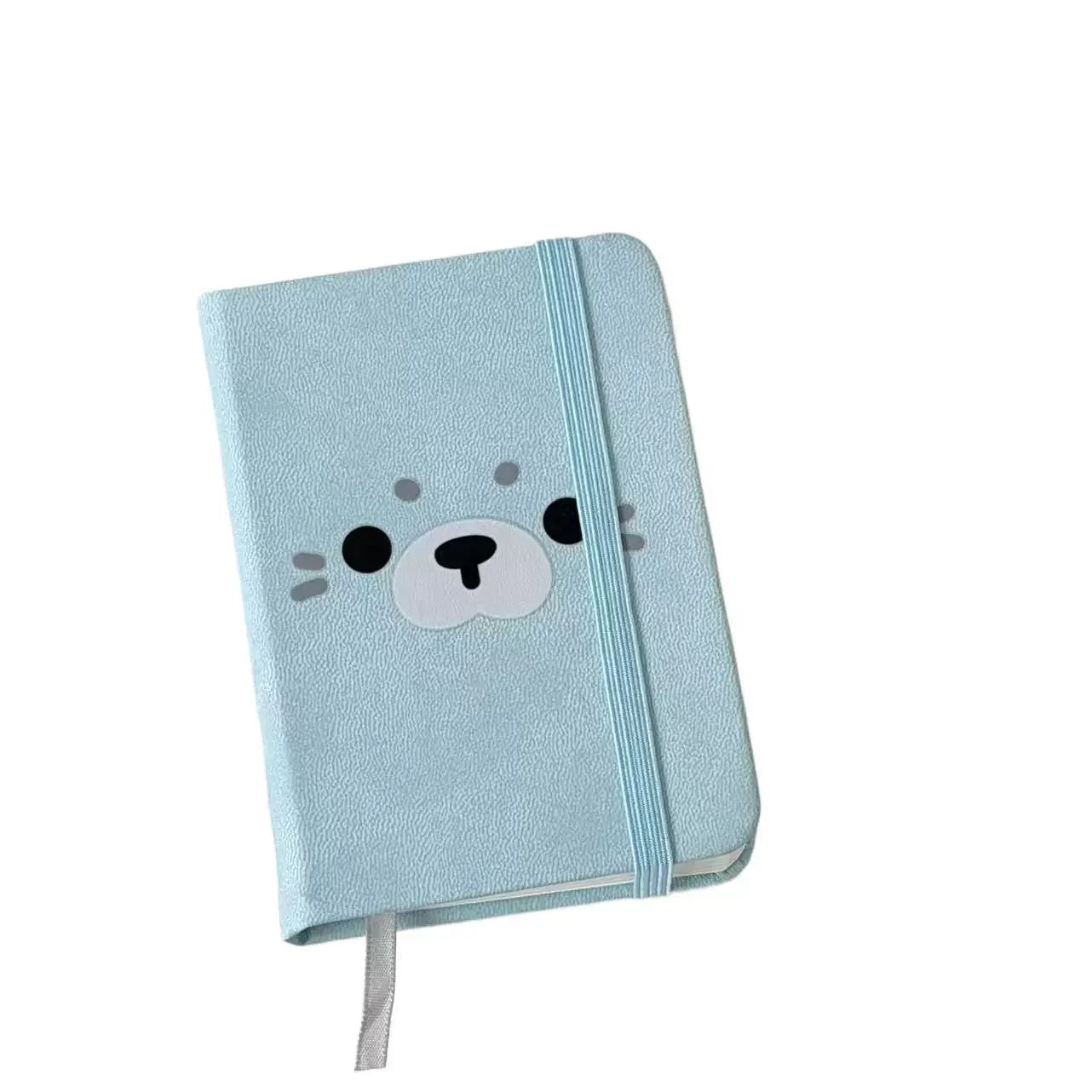 New Cartoon Seals Kawaii Notebook Soft School Supplies Blue Cute Animal Diary Book Leather Daily Planner Ribbon Kids Stationery