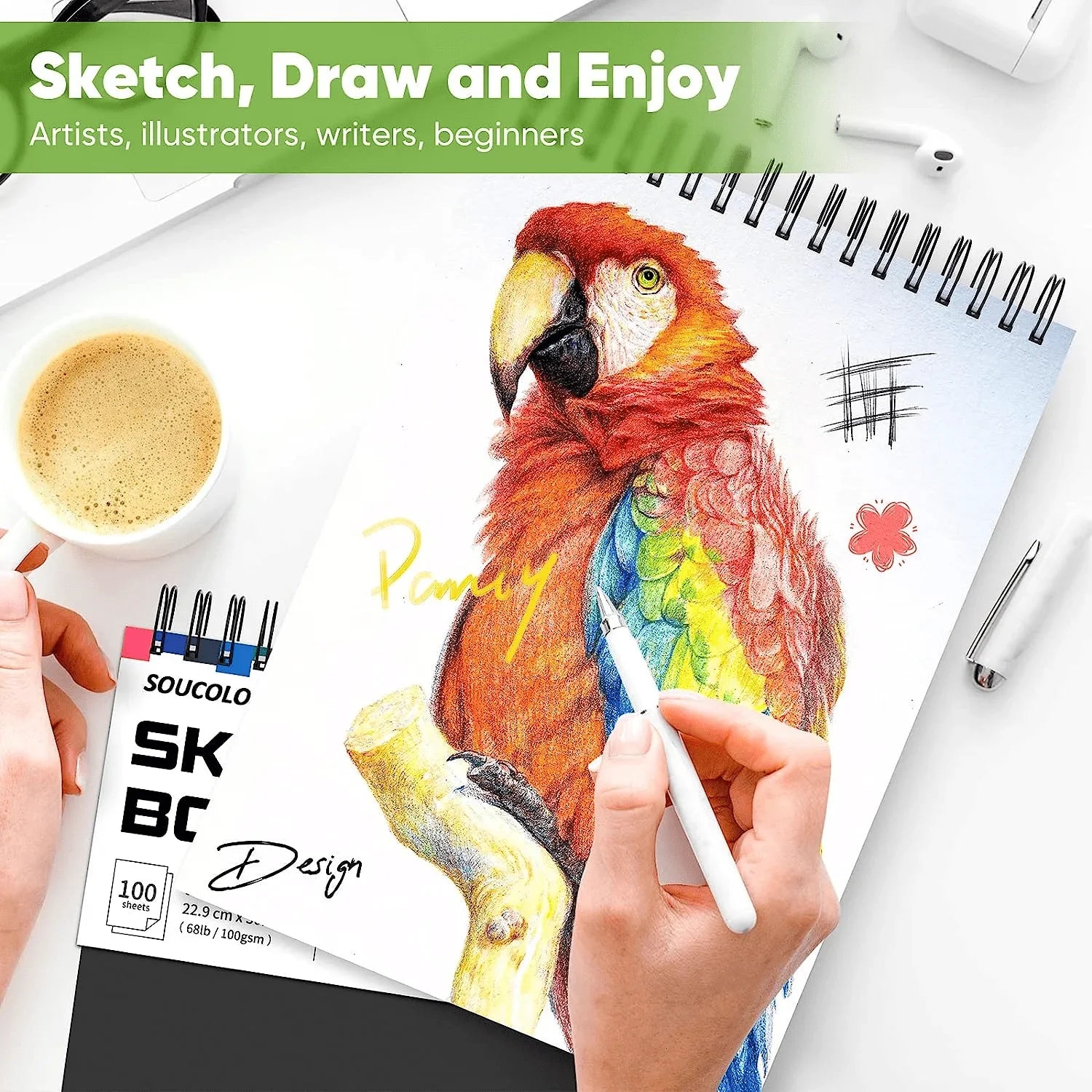 9" x 12" Sketch Book, Single Pack of 100 Sheets Spiral Bound Art Sketchbook, Artist Drawing Book Paper, Painting Sketch Pad