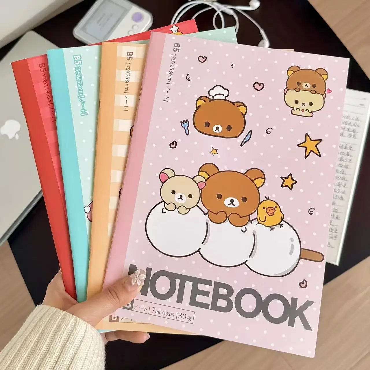 Kawaii Rilakkuma Bear Lined Notebook Cute Aesthetic Diary Planner Student School Writing Stationery Gift For Girls