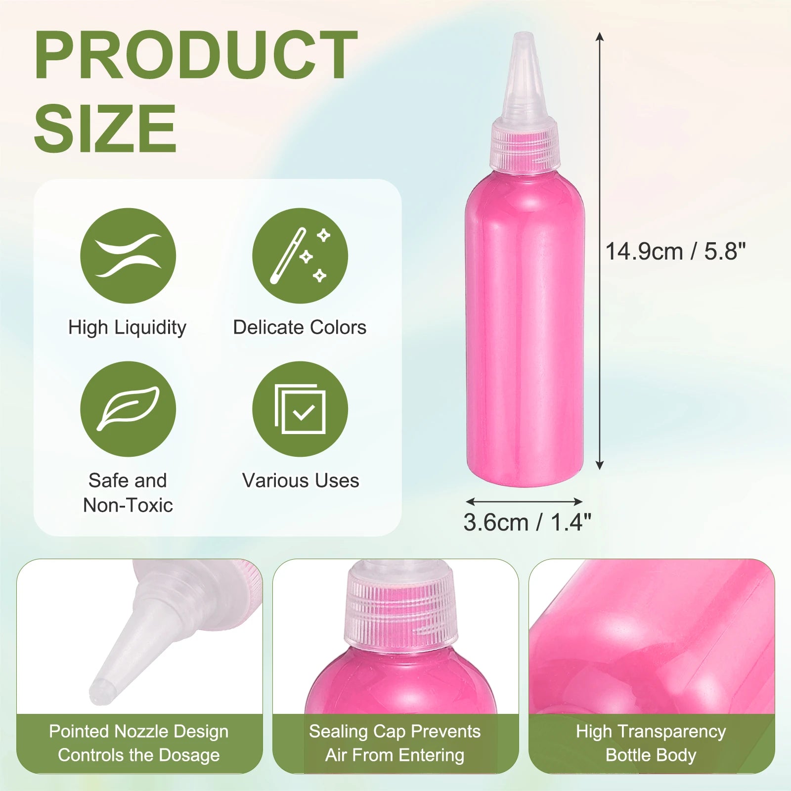 Acrylic Ink 100ml/3.4oz High Flow Fast Drying Professional Colors Acrylic Paint Ink for Painting Canvas Wood Rocks Craft Drawing