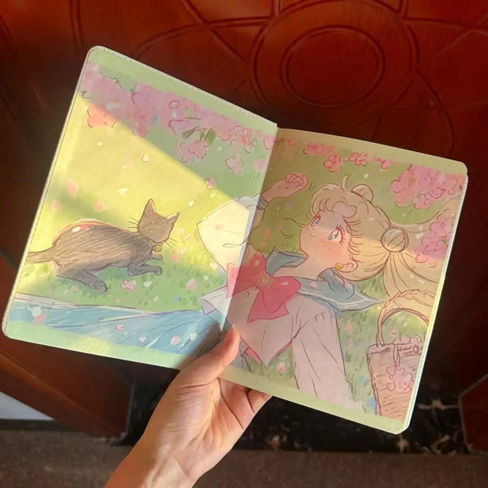 Beautiful Girl In Spring, Leather Notebook, Cute And Sweet Diary, Colorful Inner Pages, Dreamy Notebook, Student Record