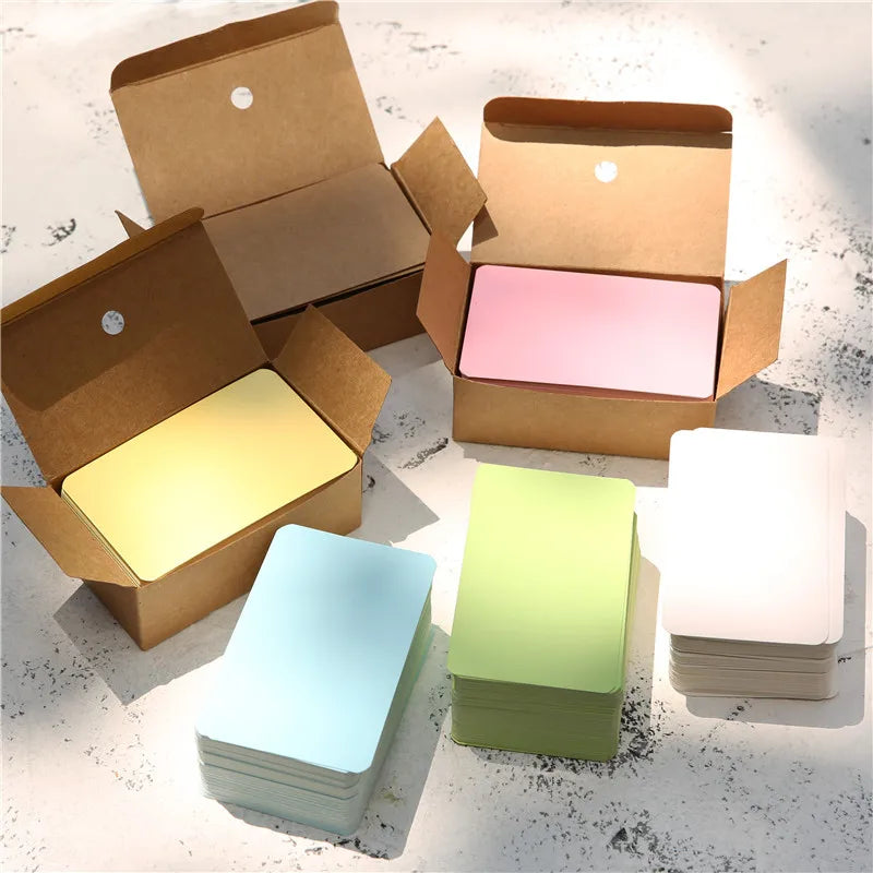 1pack （100pcs）Blank cardstock handwritten English words white hard cardstock small message portable memory card